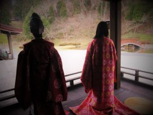 Men and women wearing a kimono of Heian Period