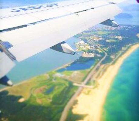 Scenery from the window of the airplane　in fukuoka