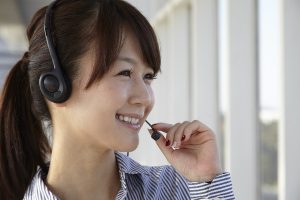 Women who speak in income with a smile